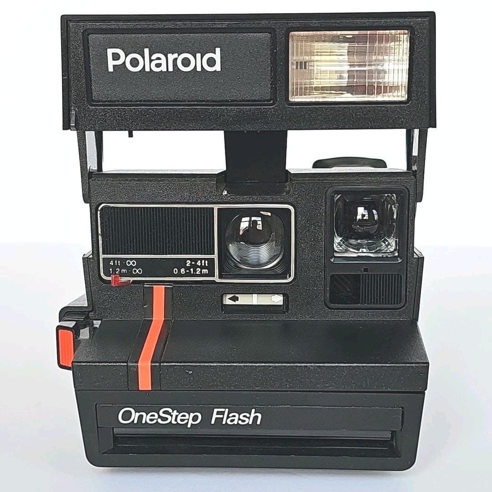 Polaroid One-Step Flash 600 Plus Instant Red Stripe Film Camera W/ Strap 1614
